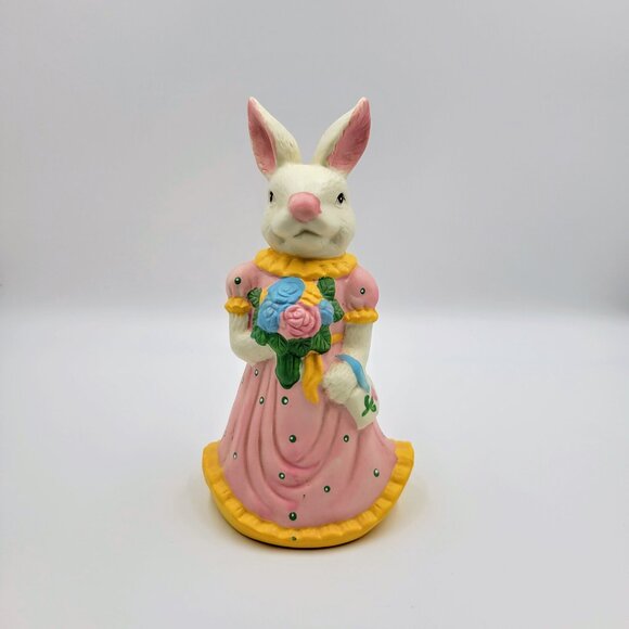 Easter Bunny Figurine Rabbit Girl Female Flowers Dress Read - Picture 2 of 10